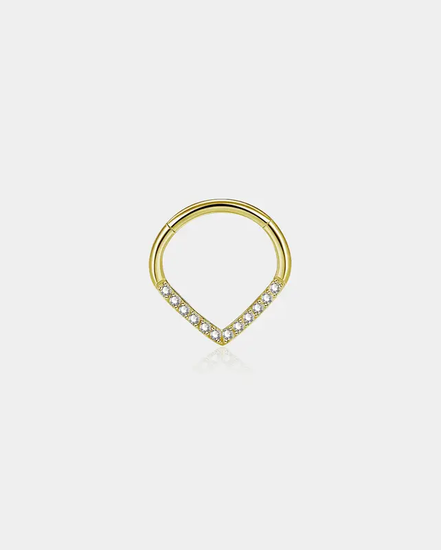Clear CZ Triangle Septum Ring - Gold / 8mm