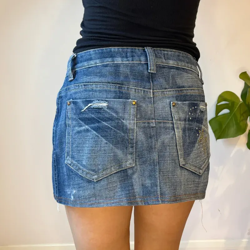 Pure Oxygen Denim Skirt - 30W UK 10 Blue Cotton