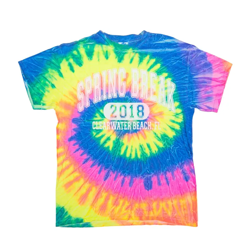 COLORTONE Spring Break 2018 Florida Tie Dye USA T-Shirt Blue Short Sleeve Mens M