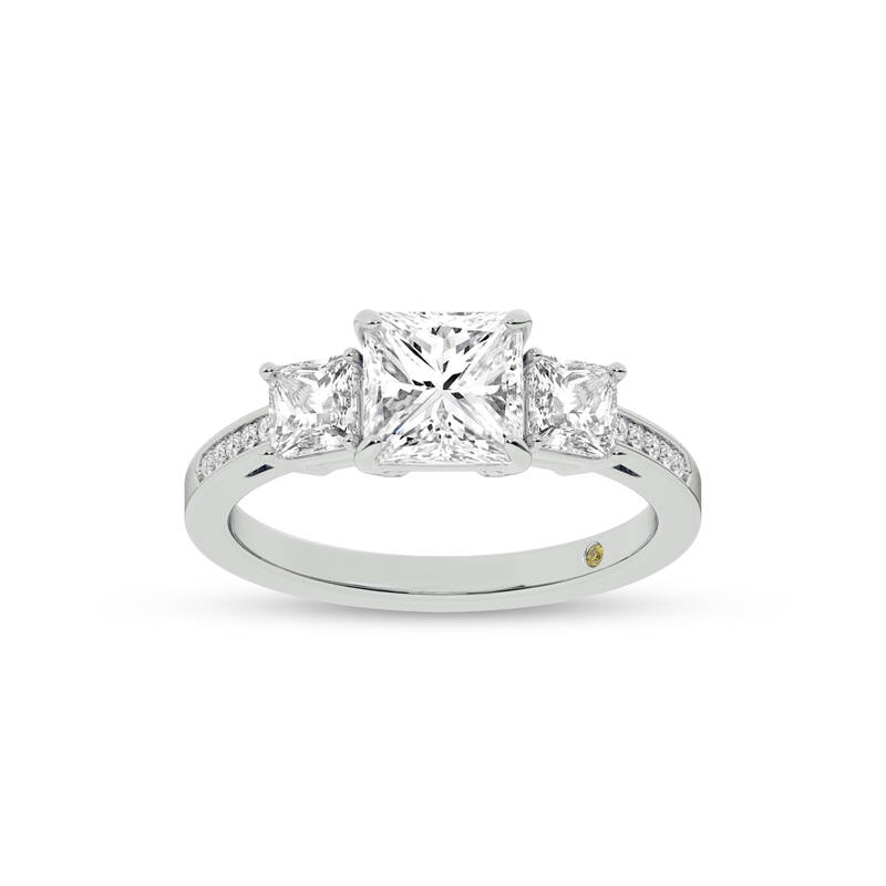 Sydney Three Stone Quarter Coverage Princess Cut Lab Diamond Engagement Ring | 14K White Gold 4 CT. TW.