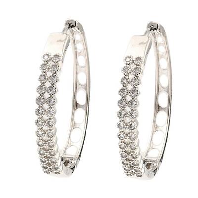 Brass Cubic Zirconia Hoop Earrings