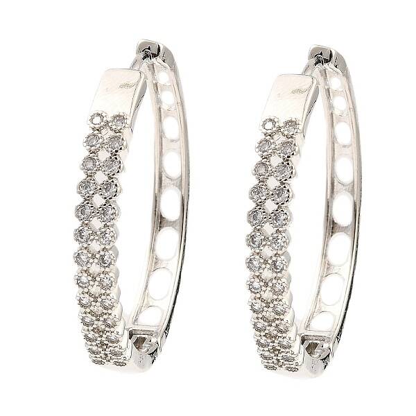 Brass Cubic Zirconia Hoop Earrings