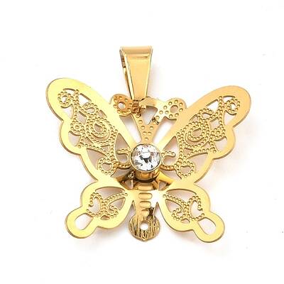 Ion Plating(IP) 304 Stainless Steel Pendant with Rhinestone