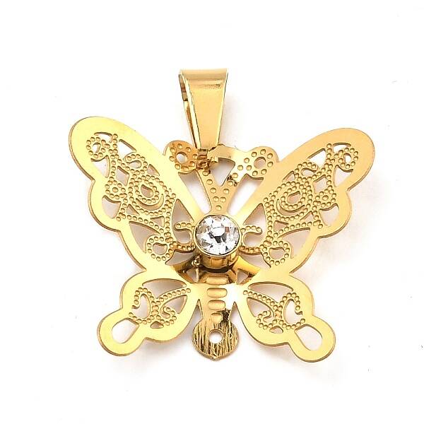 Ion Plating(IP) 304 Stainless Steel Pendant with Rhinestone
