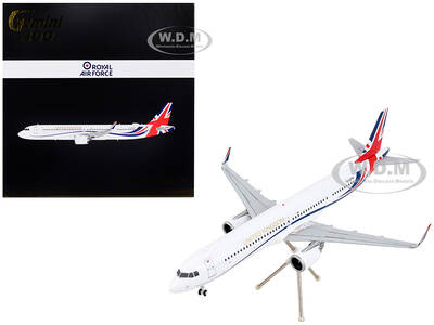 Airbus A321neo Commercial Aircraft British Royal Air Force White with United Kingdom Flag Graphics Gemini 200 Series 1/200 Di...