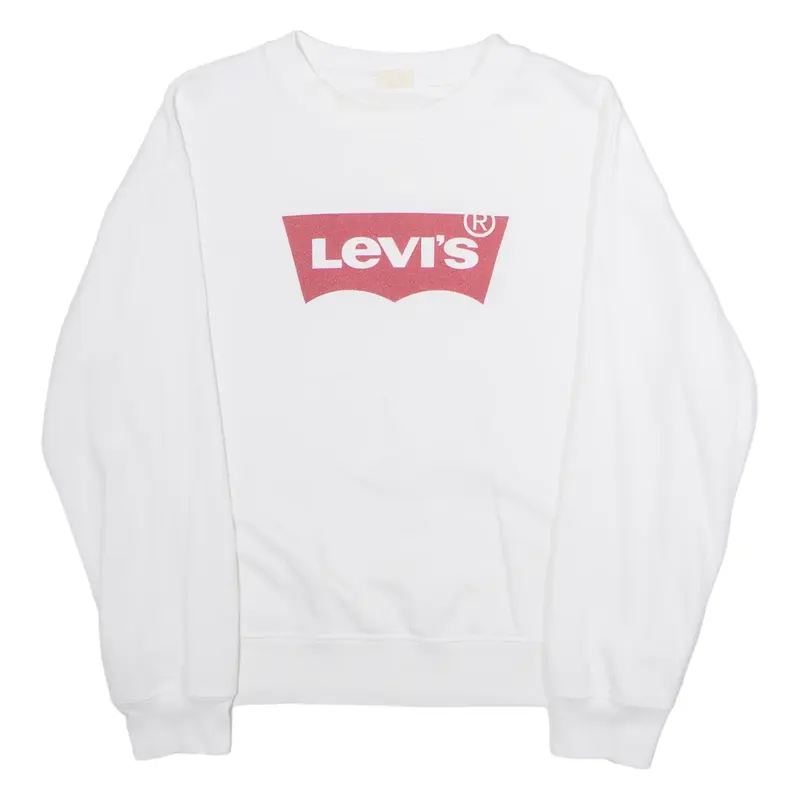 LEVI'S Mens Sweatshirt White Crew Neck M
