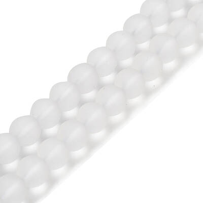 Frosted Natural Quartz Crystal Round Bead Strandsl