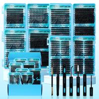 Mixed Length Individual Lashes Kit, 1 Box Mixed Styles Mega Volume False Eyelashes with Bond & Seal & Lash Remover & Tweezers...