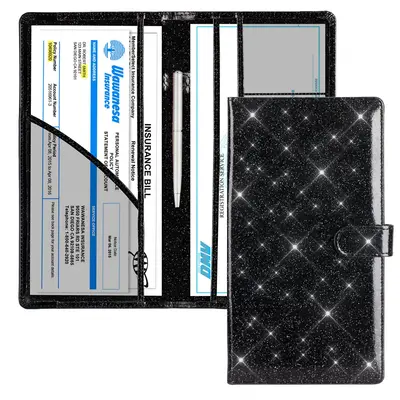 Car Registration & Insurance Card Holder, Car Accessories Vehicle Glove Box Organizer with Magnetic Closure, Car Essential Do...