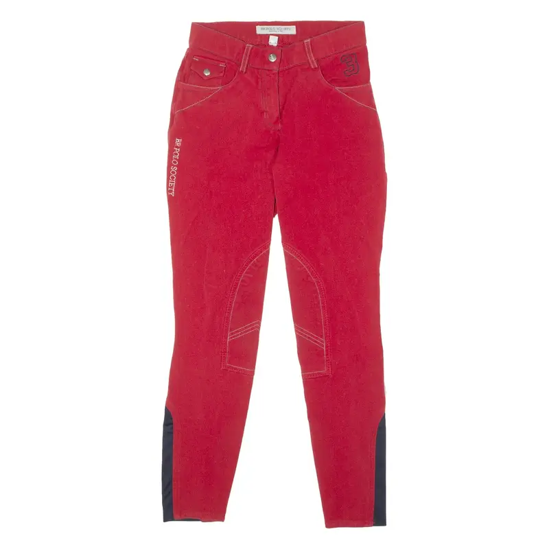 BR POLO SOCIETY #3 Riding Womens Trousers Red Slim Skinny W26 L27