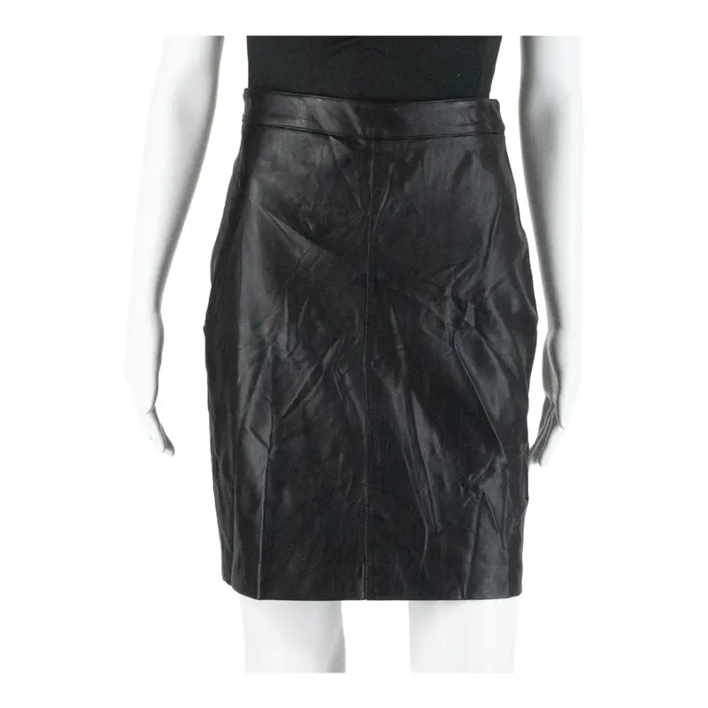 GINA TRICOT Faux Leather Womens Pencil Skirt Black Short Viscose M