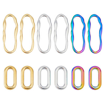 12Pcs 6 Style 304 Stainless Steel Linking Rings