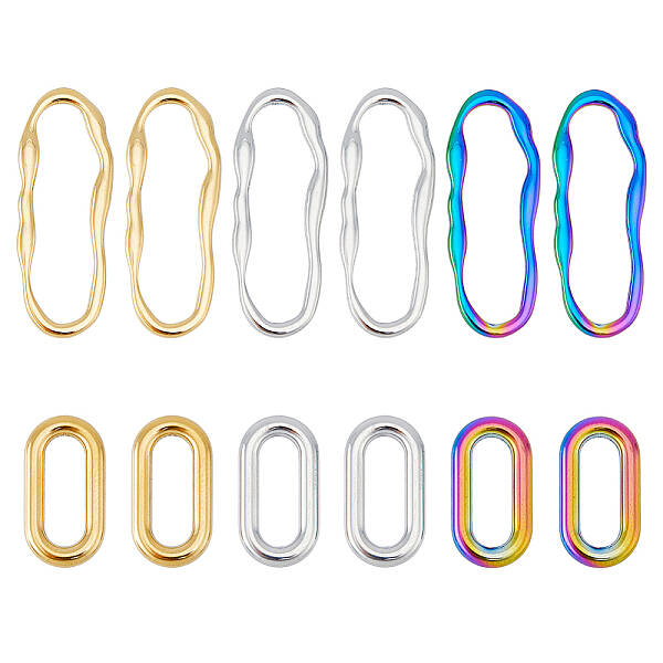 12Pcs 6 Style 304 Stainless Steel Linking Rings