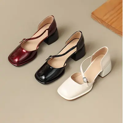 CHIKO Kayanna Square Toe Block Heels Pumps Shoes