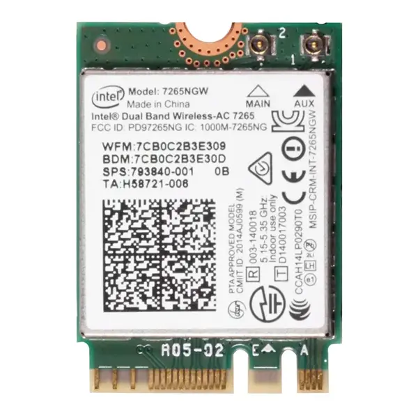 HP H58721-006 | 7265NGW IEEE 802.11a/b/g/n/ac 867Mb/s PCI-E M.2 Dual-Band Wifi/Bluetooth 4.0 Network Card