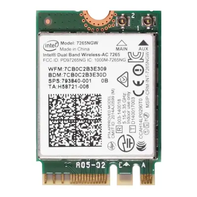 H58721-006 HP 7265NGW IEEE 802.11a/b/g/n/ac 867Mb/s PCI-E M.2 Dual-Band Wifi/Bluetooth 4.0 Network Card