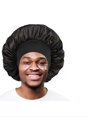 Men's Sleeping Cap, Solid Color Satin Hair Bonnet, Hair Protector Cap for Men, Sleeping Cap for Men, Solid Color Satin Hair B...