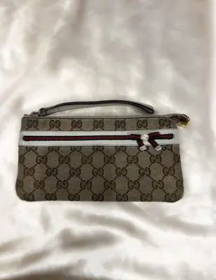 Pre-owned GUCCI Canvas small leather goods Sherry Line Wristlet