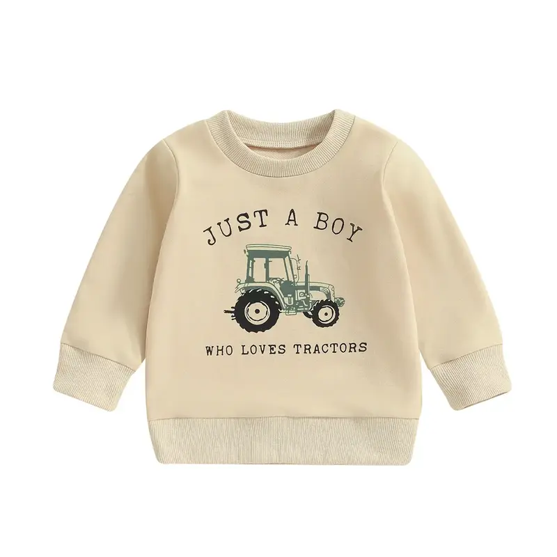Canrulo Kid Toddler Boys Tractor Print Jumper Long Sleeve Sweatshirt Pullover Top Spring Fall Outfit Clothes