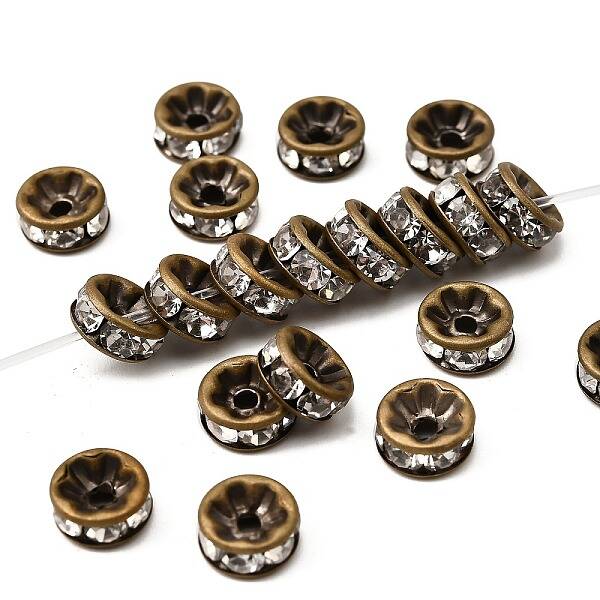 Brass Rhinestone Spacer Beads