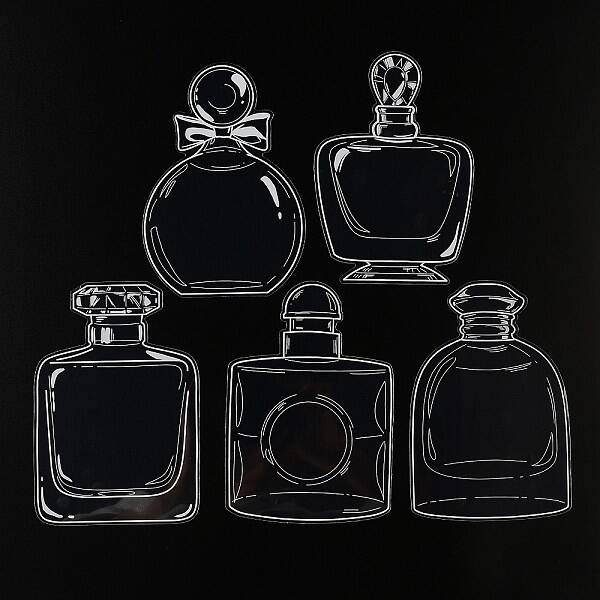 20Pcs 5 Styles PET Plastic Waterproof Self-Adhesive Lace Bottle Stickers