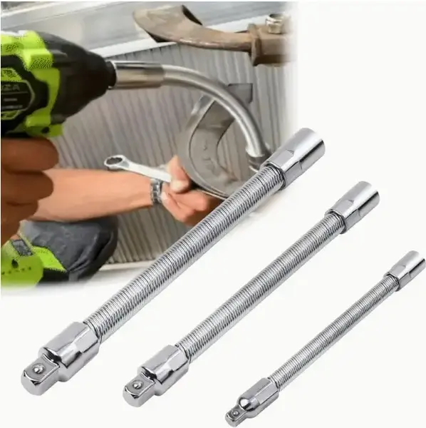 Universal Multi-Socket Wrench Tool with 3 Bendable Shafts, Extension & Connecting Rod – Perfect for Home, Car & Office Repa...