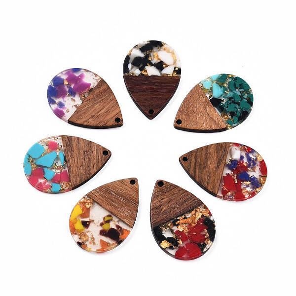 Transparent Resin & Walnut Wood Pendants
