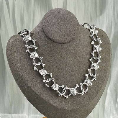 304 Stainless Steel Skull Link Chain Necklaces for Women Men