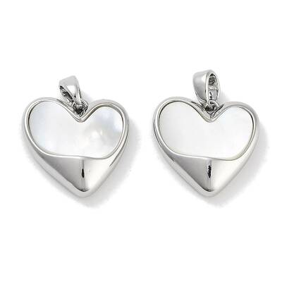 Brass Pave Natural Shell Heart Charms