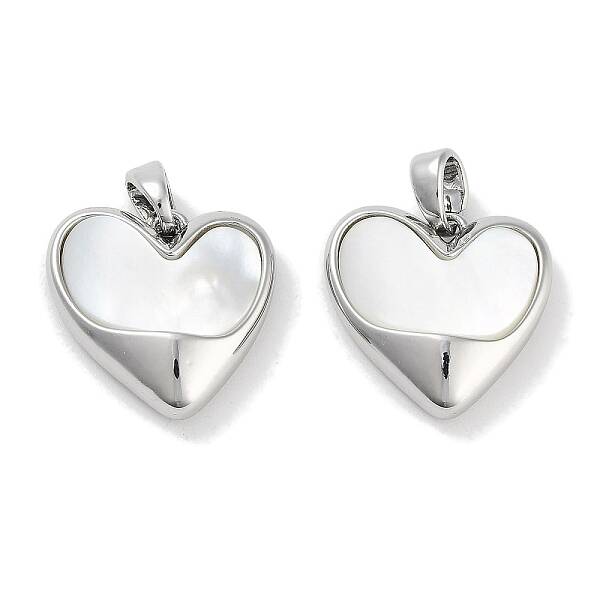 Brass Pave Natural Shell Heart Charms