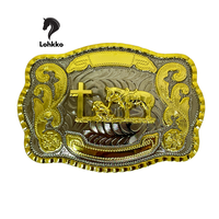 Praying cowboy large 5.5x4 Inch Alloy Western Belt Buckle