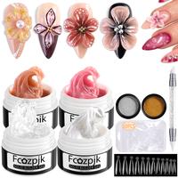 Fcozpjk Solid Builder Gel for Nails 4 Colors Solid Builder Gel Non-Sticky Clear Nude Pink Pearl White Hard Gel for Nails 3D S...