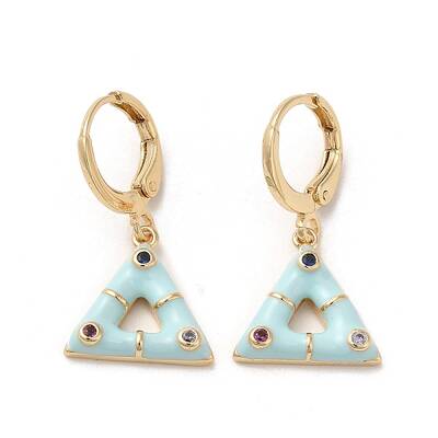 Triangle Real 18K Gold Plated Brass Dangle Leverback Earrings