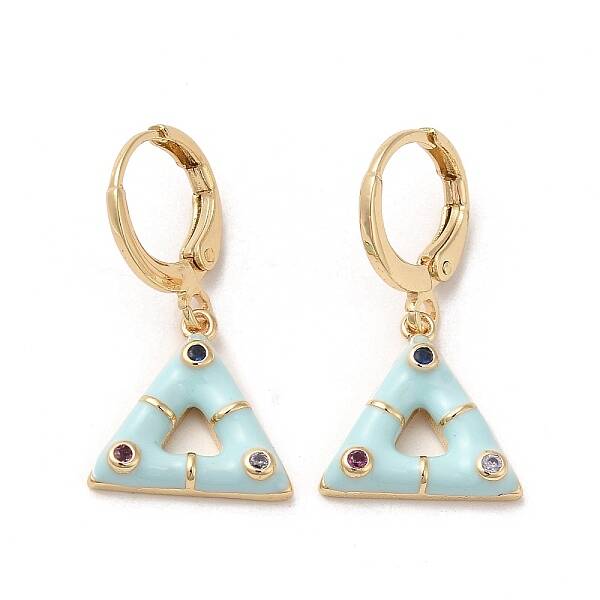 Triangle Real 18K Gold Plated Brass Dangle Leverback Earrings