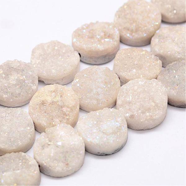 Electroplated Natural & Dyed Druzy Agate Bead Strands