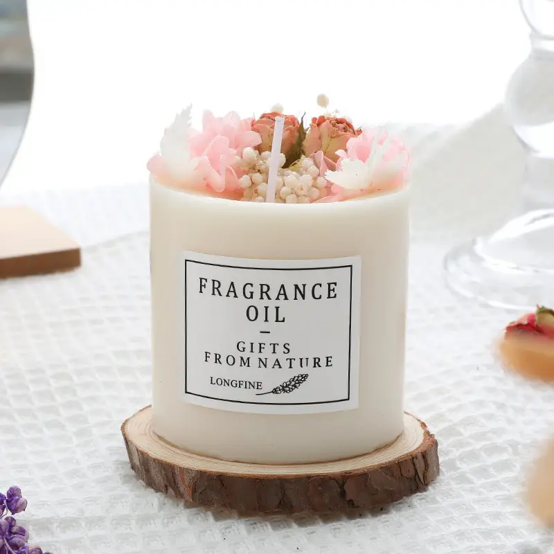 Dried Flowers Decor Romantic Candles | style: Honey peach | Model: No gift box