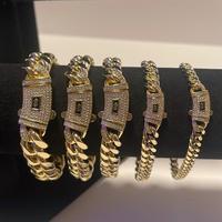 14k Gold Plated Miami Cuban Link Diamond Lock Bracelet - Elegant Design with Unique Cuban Link Structure fathersdaygifts