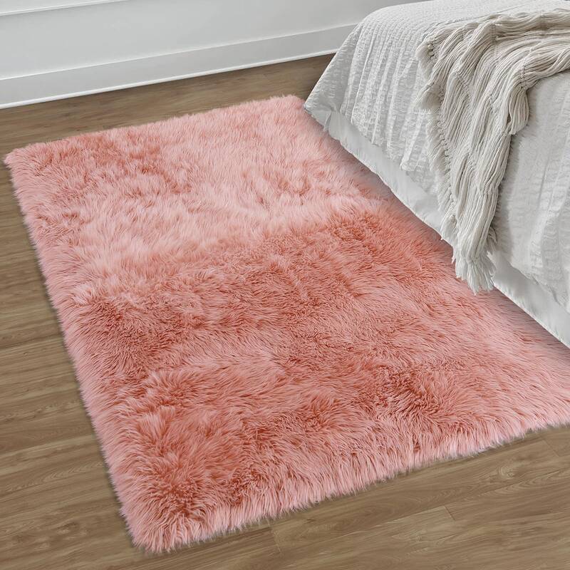 Garvee Shag Rug 2x4 for Living Room and Bedroom - Ultra Soft Faux Sheepskin Fur - Fluffy and Warm - Durable Suede Backing - P...