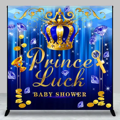Royal Blue Diamond Crown Custom Baby Shower Backdrop - Aperturee