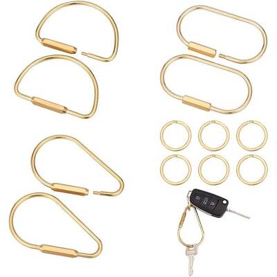 12Pcs 4 Styles Brass Keychain Clasps