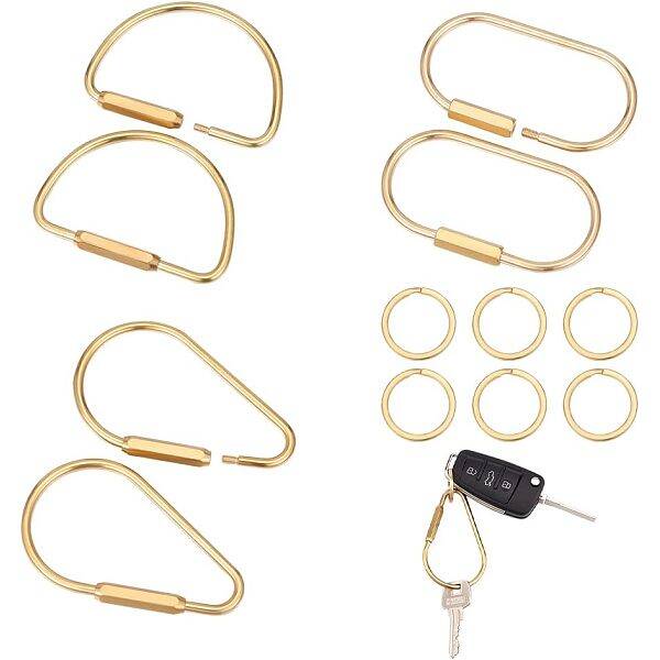 12Pcs 4 Styles Brass Keychain Clasps