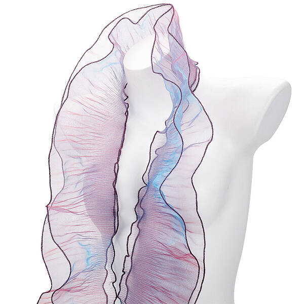 Mermaid Color Polyester Pleated Lace Trim Ribbon