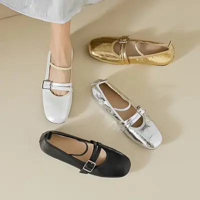 CHIKO Sariah Round Toe Block Heels Mary Jane Flats