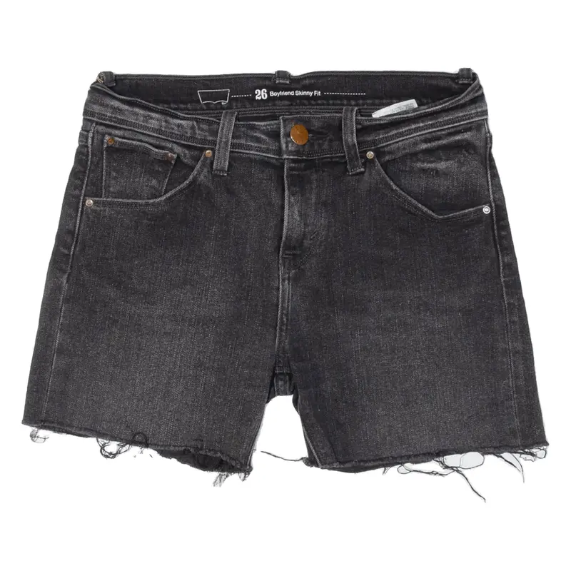 LEVI'S Cut Off Skinny Boyfriend Womens Denim Shorts Black Slim XS W28