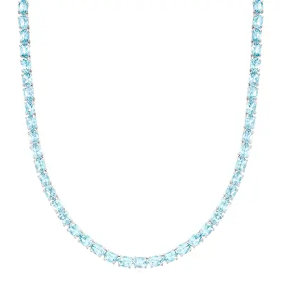 Sterling Silver 45.00CT Topaz Tennis Chain Necklace