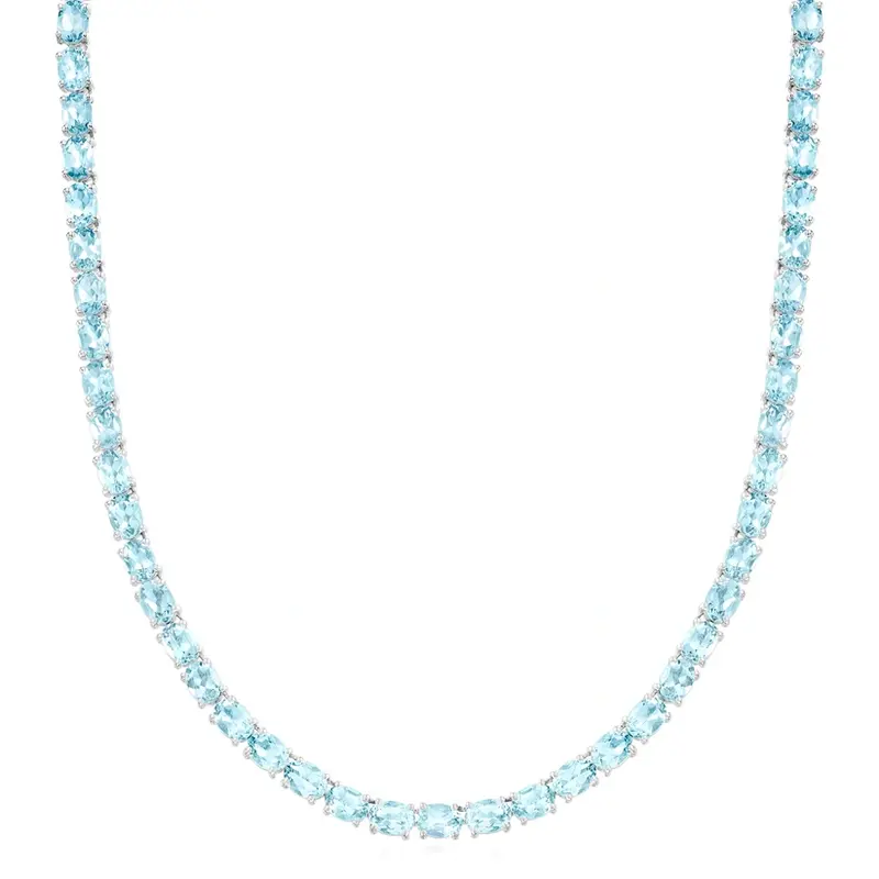 Sterling Silver 45.00CT Topaz Tennis Chain Necklace