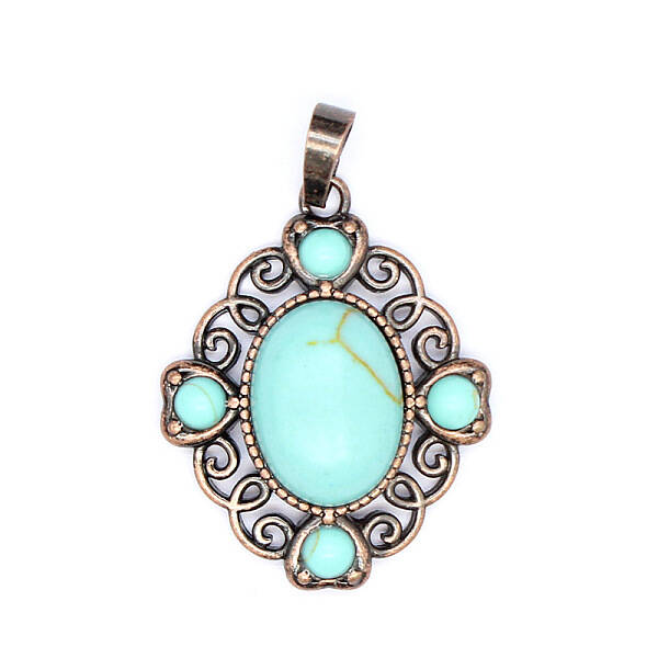 Retro Hollow Synthetic Turquoise Pendants