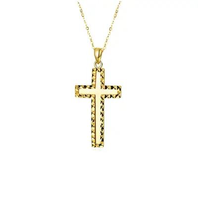 18K Gold Cross Pendant Necklace