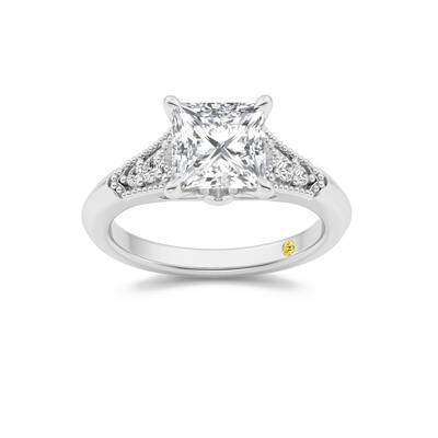 Lily Art Deco Princess Cut Lab Grown Diamond Engagement Ring | 18K White Gold 1 5/8 CT. TW.