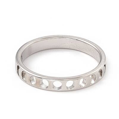 Non-Tarnish 304 Stainless Steel Moon Phase Finger Ring for Women